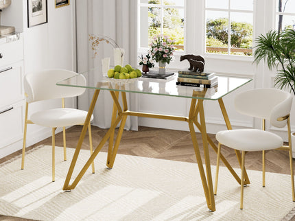 Modern Glass Dining Table With Metal Legs