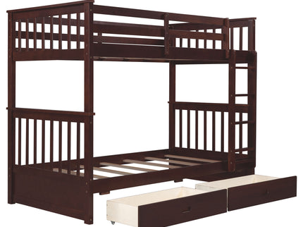 Bunk Bed With Ladders And 2 Storage Drawers