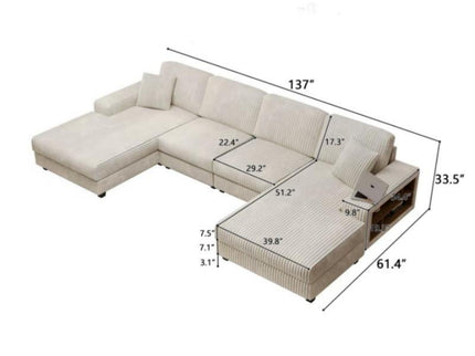 U-Shaped Convertible Sofa, 4 Seater Large Living Room Lounge