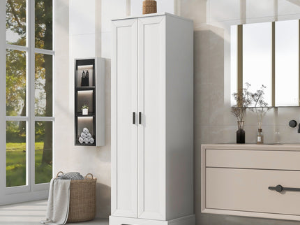 Storage Cabinet With Adjustable Shelves, 2 Doors, Rectangle Design For Bathroom