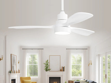 48" Ceiling Fan With Dimmable 3Cct LED Light, DC Motor, Reversible - White