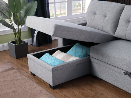 Upholstered Pull Out Sectional Sofa With Chaise