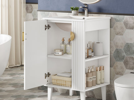 Bathroom Vanity With Sink, Soft-Close Door, Half-Moon Pulls