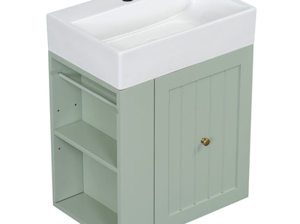 Modern Bathroom Vanity With Sink, Storage Cabinet, Drawer & Side Shelf