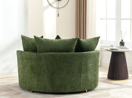 360° Swivel Accent Barrel Chair With Storage Ottoman & 4 Pillows, Modern Leisure Chair Round Accent For Living Room