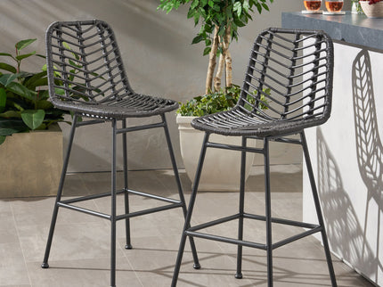 Sawtelle - Outdoor Wicker Barstools (Set of 2)