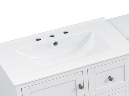 Double Sink Bathroom Vanity With Countertop, 2 Ceramic Sinks, 6 Drawers, Soft Close Design