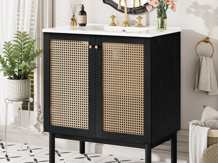 Bathroom Vanity With Soft Closing Mechanism - Black