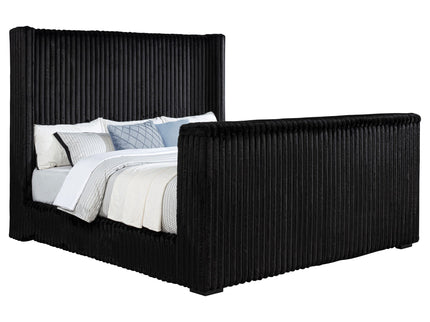 Lyman - Eastern King Wingback TV Bed With Integrated TV Lift And Power Strip - Black