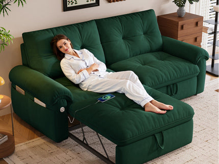 Cloud Like Convertible Sofa Bed For Living Rooms - Green