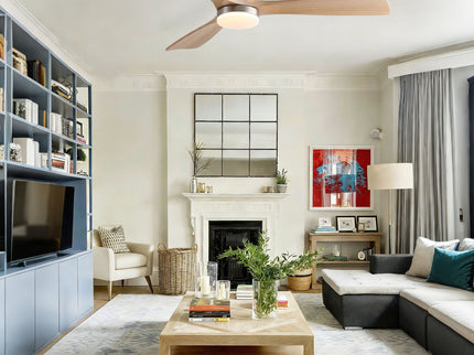 Low Profile Flush Mount Intergrated LED Ceiling Fan With Light And Silent Reversible Motor