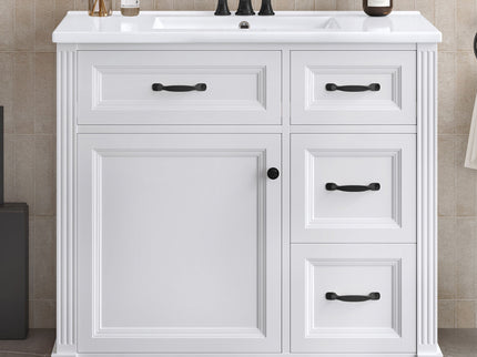 Modern Bathroom Vanity With Sink, 4 Drawers, Soft-Close Door, Adjustable Shelf