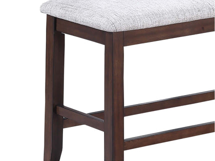 6 Piece Counter Height Dining Set Table With Storage Ladder Back Chairs And Bench - Walnut
