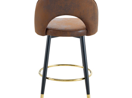 Upholstered Rotatable Bar Chair With Metal Legs For Dining Room
