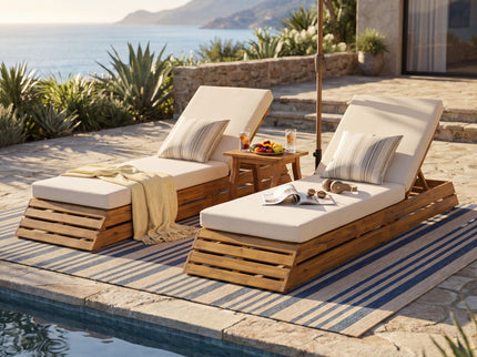 Chaise Lounge Set With 2 Fold Cushion