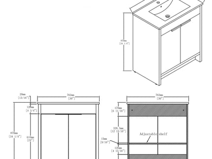 Freestanding Bathroom Vanity Cabinet With Soft Close Doors, Cabinet Only