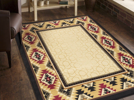 Tribes - 5'3" X 7'3" Polypropylene, Southwest Area Rug - Cream