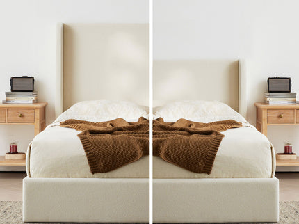 Carmen - King Size Upholstered Wingback Bed - Ivory