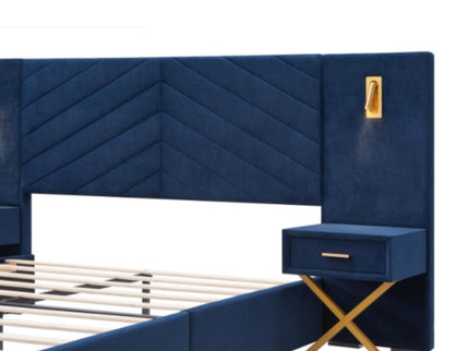 Comfortable Upholstered Bed With Vertical Channel Tufted Wingback Headboard