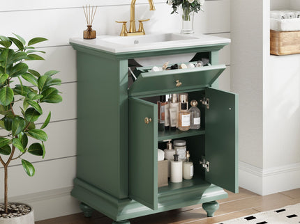 Modern Bathroom Vanity With Tip-Out Drawer And Soft-Close Hinges