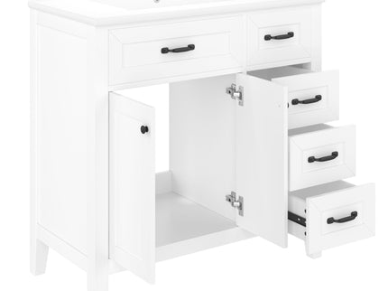 Modern Bathroom Vanity With Sink, Freestanding Design With Drawers And Doors