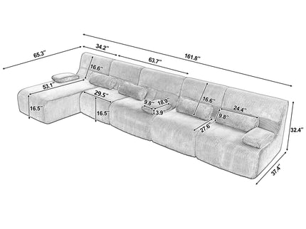 Oversized Sectional Sofa, Living Room Seating With Modular Design