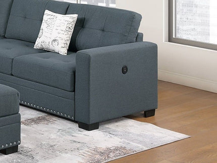 Casual Simple Tufted Sectional 4 Piece Set With USB Loveseat