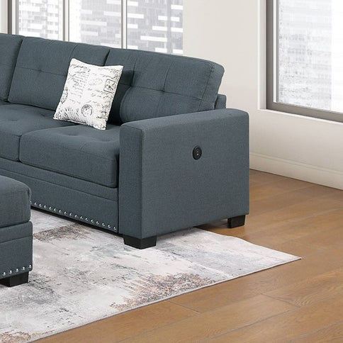 Casual Simple Tufted Sectional 4 Piece Set With USB Loveseat