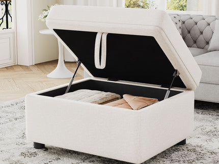 Movable Storage Ottoman Footrest For Living Room