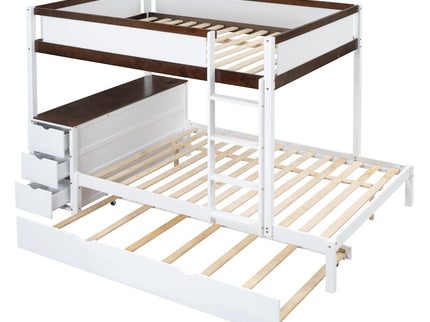 Bunk Bed With Twin Size Trundle, Storage And Desk