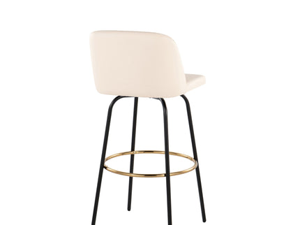 Toriano - Contemporary Fixed Height, Barstool With Swivel & Round Footrest (Set of 2)
