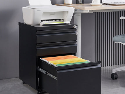 Contemporary 3 Drawer Mobile Filing Cabinet With Lock, Metal Office Storage For Legal / Letter Size
