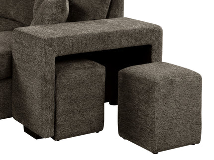 Reversible Sleeper Sectional Sofa Bed With Side Shelf And 2 Stools, Pull-Out L-Shaped Sofa Bed, Corner Sofa-Bed With Storage Chaise Left / Right Hande For Living Room