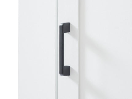 Tall Freestanding Bathroom Storage Cabinet With Adjustable Shelves And Side Hooks Board, Rectangle Design