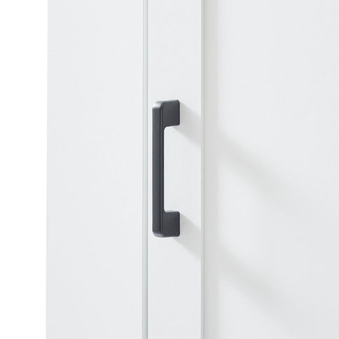 Tall Freestanding Bathroom Storage Cabinet With Adjustable Shelves And Side Hooks Board, Rectangle Design