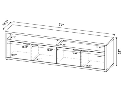 Palmer - 4 Door TV Stand With Open Shelves - Mango Color