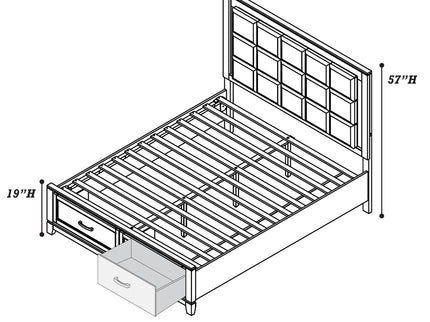 Upholstered Headboard Platform Bed With LED Lighting And Underbed Drawers