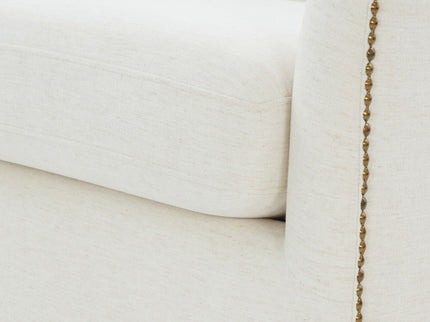 Tolland - Swivel Accent Chair With Antique Brass Nailhead Trim - Cream