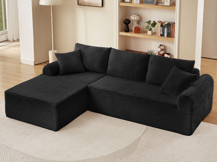 Modular Sectional With Arched Armrests, Includes 3 Back Cushions & 2 Throw Pillows