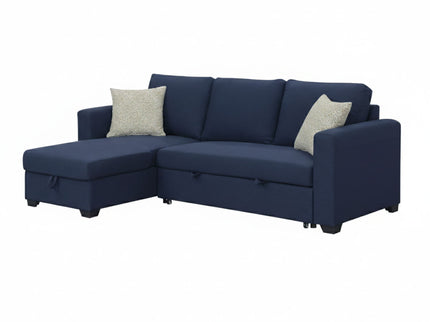 Reversible Sectional With Pop Up Sleeper And Hidden Storage Chaise - Navy