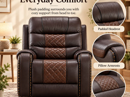 Heated Massage Recliner With Remote Control - Brown