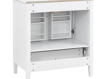 Elegant Fluted Bathroom Vanity With Sink, Soft Close Doors & Drawer