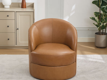 Swivel Accent Chair With 360° Smooth Spin - Black / Light Brown / Silver