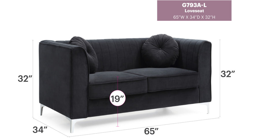 Glam Styled Micro Suede Loveseat