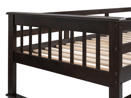 Stairway Bunk Bed With Storage And Guard Rail For Bedroom