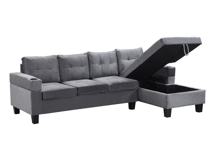 Modern Sectional Sofa Set With L Shape Chaise Lounge And Storage