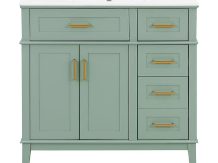 Modern Bathroom Vanity With Sink, Soft Close Doors, 4 Storage Drawers