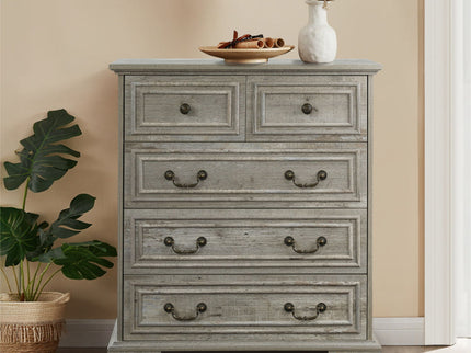 Modern 5 Drawer Dresser For Bedroom, Ample Storage Wide Chest Of Drawers