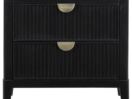 Mason - 2 Drawer Nightstand With Fluted Design - Black