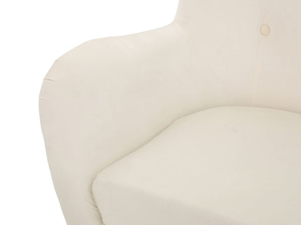 Style Velvet Arm Chair With Wingback And Flared Arms - Ivory